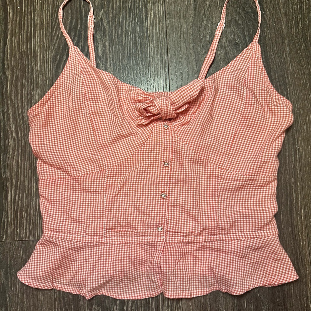 Japna Red & White Camisole Crop Top with Tie